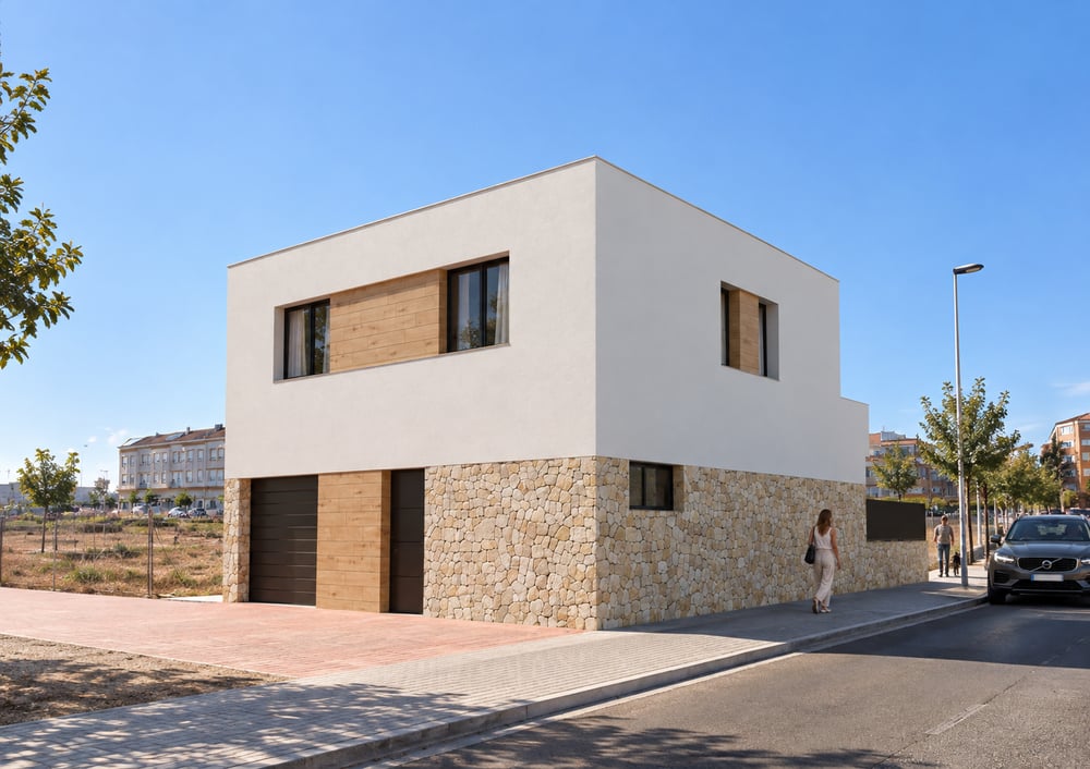 Visualización arquitectónica de la versión piedra
