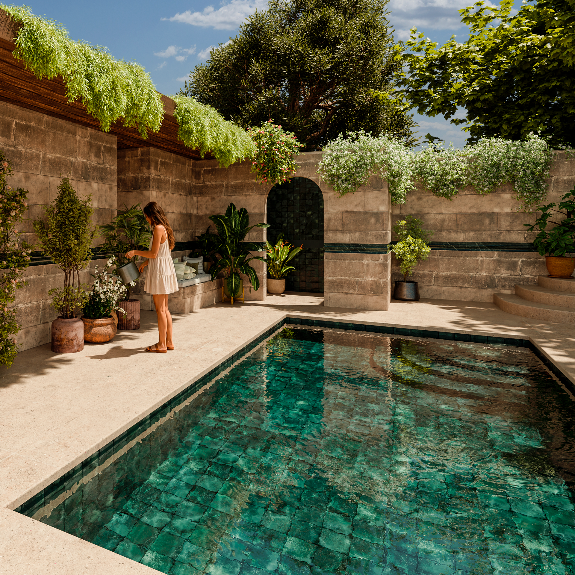 Imágenes fotorrealistas de cerámica para piscinas