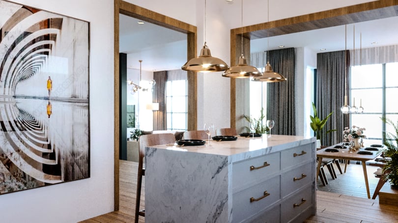 Modern kitchen with wooden frames and integrated storage solutions in Gebze Kocaeli