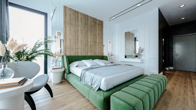 Minimalist home office interior with contemporary furniture in Gebze villa project