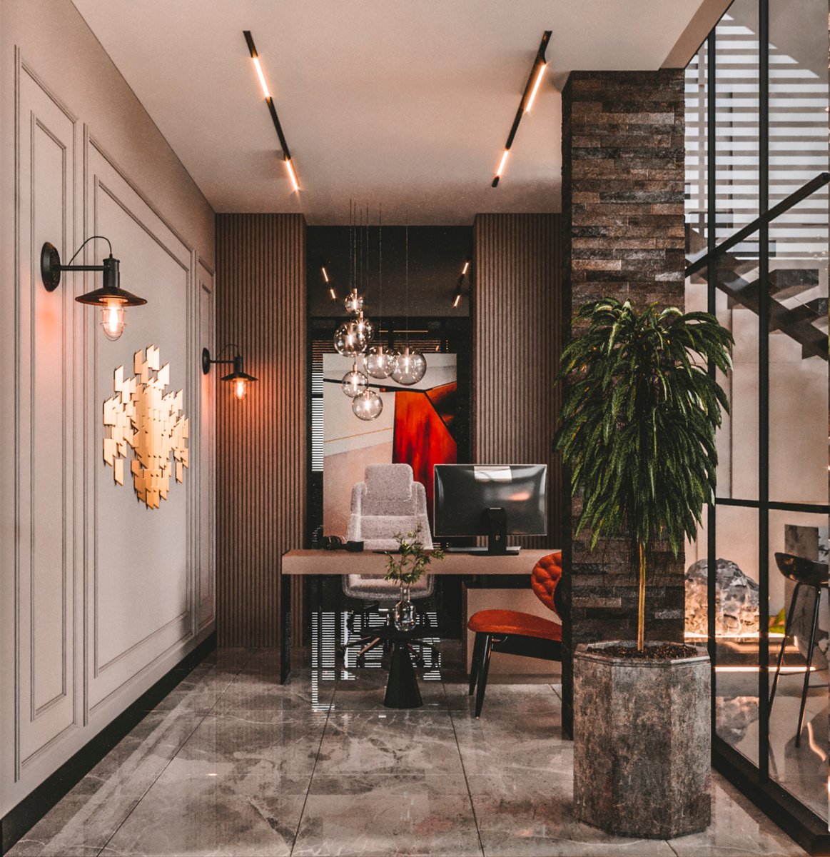 Accounting department office design with contemporary desk layout in Yenişehir Mersin corporate interior