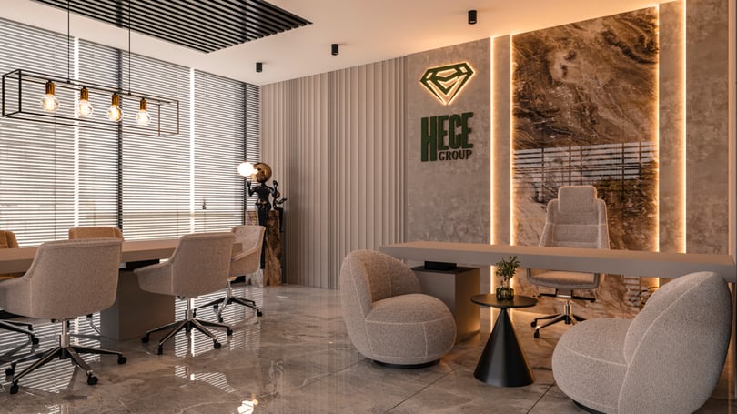 Luxury executive office design with illuminated feature wall and modern desk in Yenişehir Mersin