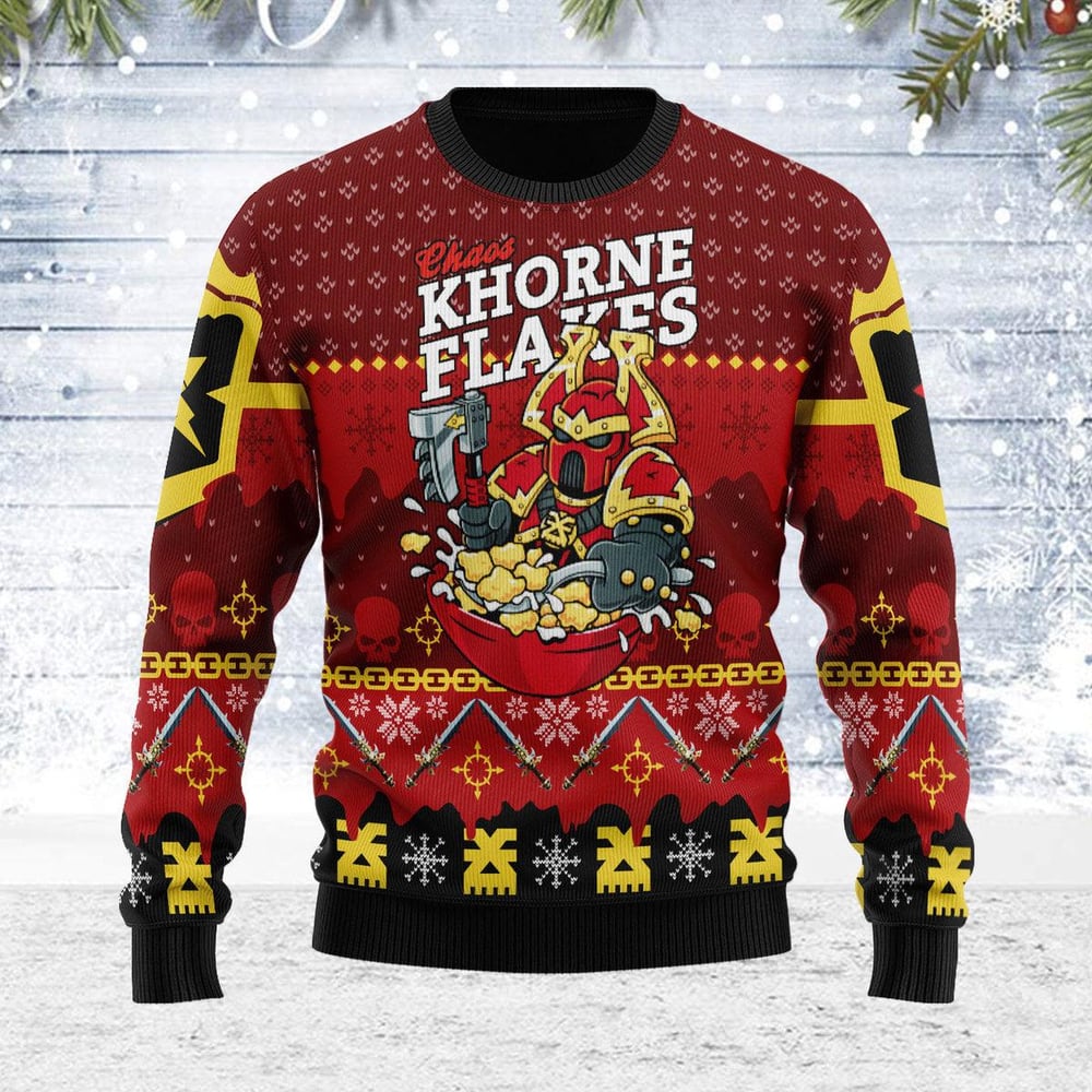 Chaos Khorne Flakes Iconic Ugly Christmas Sweater