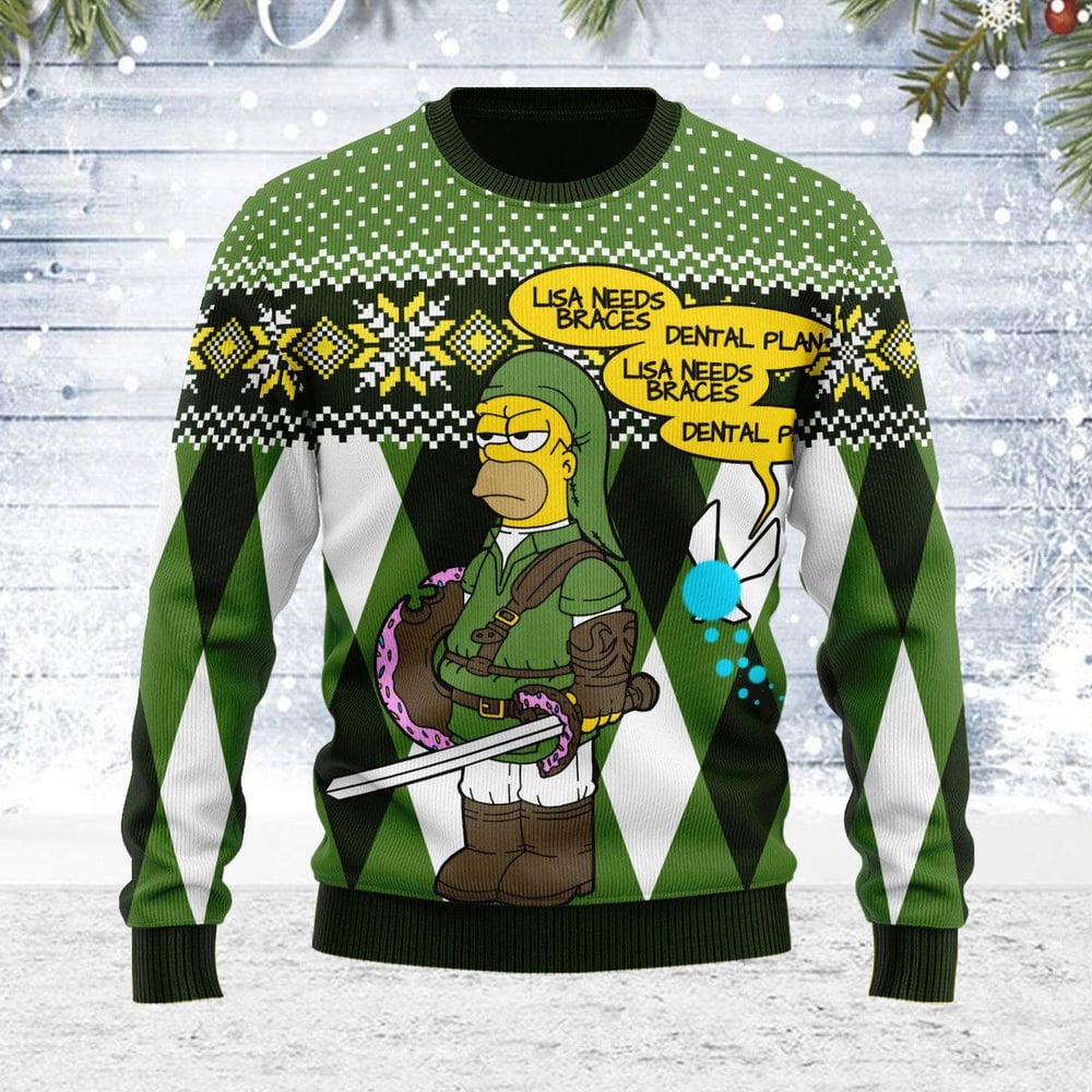 Lisa Needs Braces Dental Plan The Simpsons Ugly Christmas Sweater