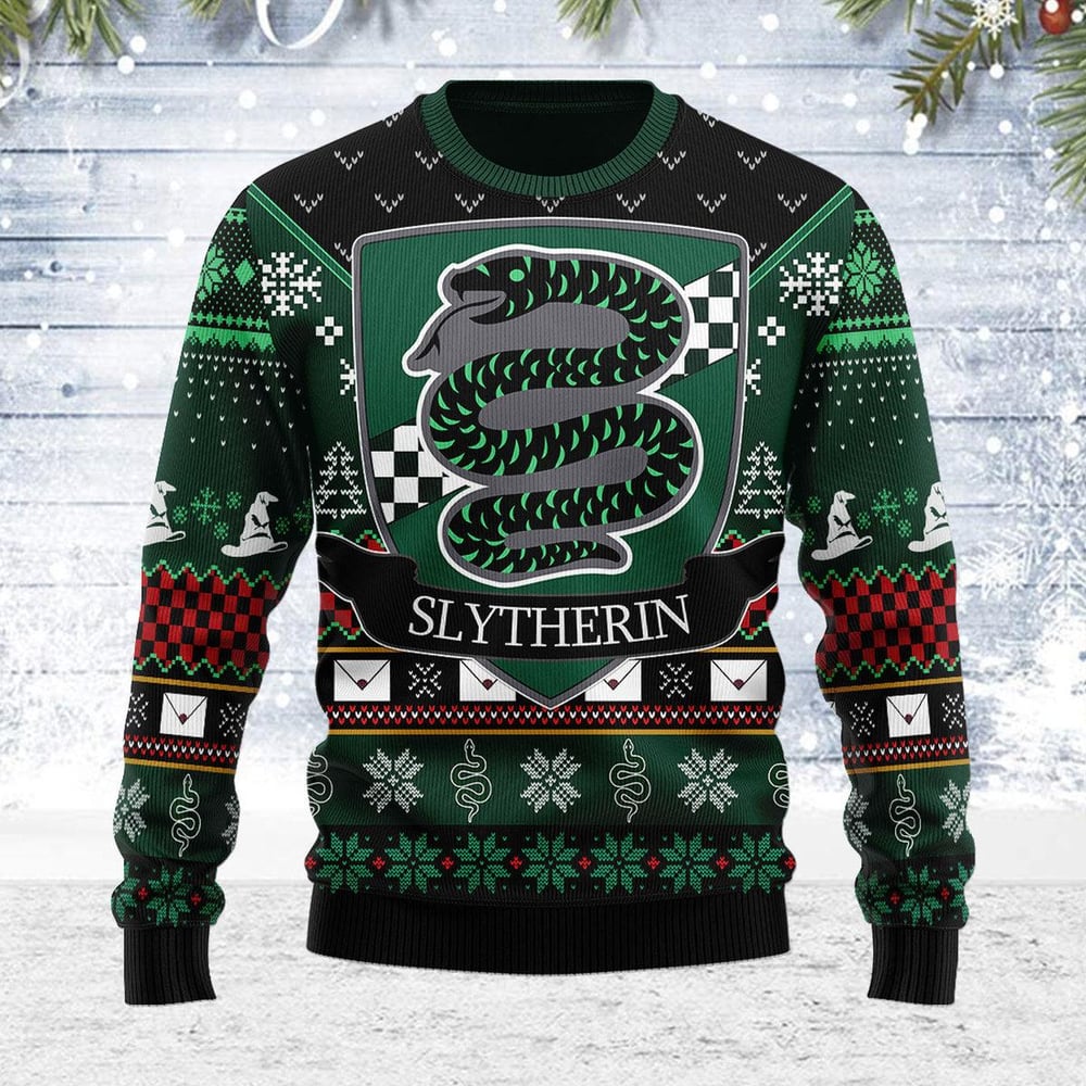 Slytherin Round The Christmas Tree Harry Potter Christmas Sweater