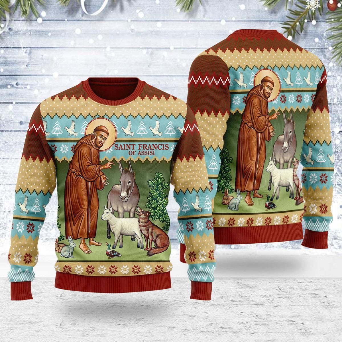 Saint Francis And The Animals Ugly Christmas Sweater