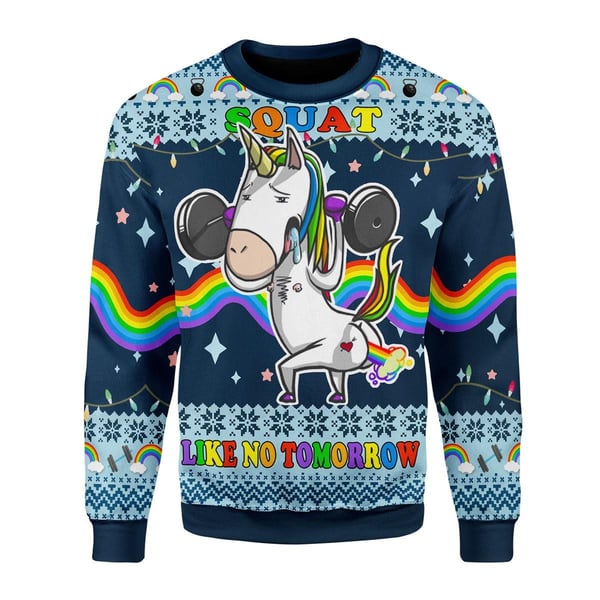 Unicorn Squat Like No Tomorrow Ugly Christmas Sweater