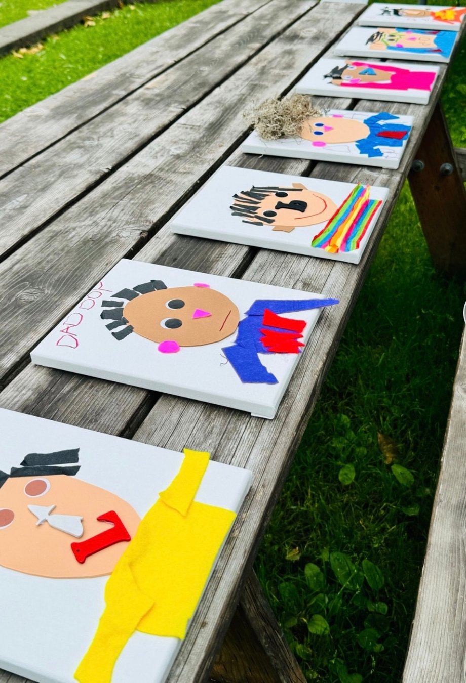 a lineup of father portraits