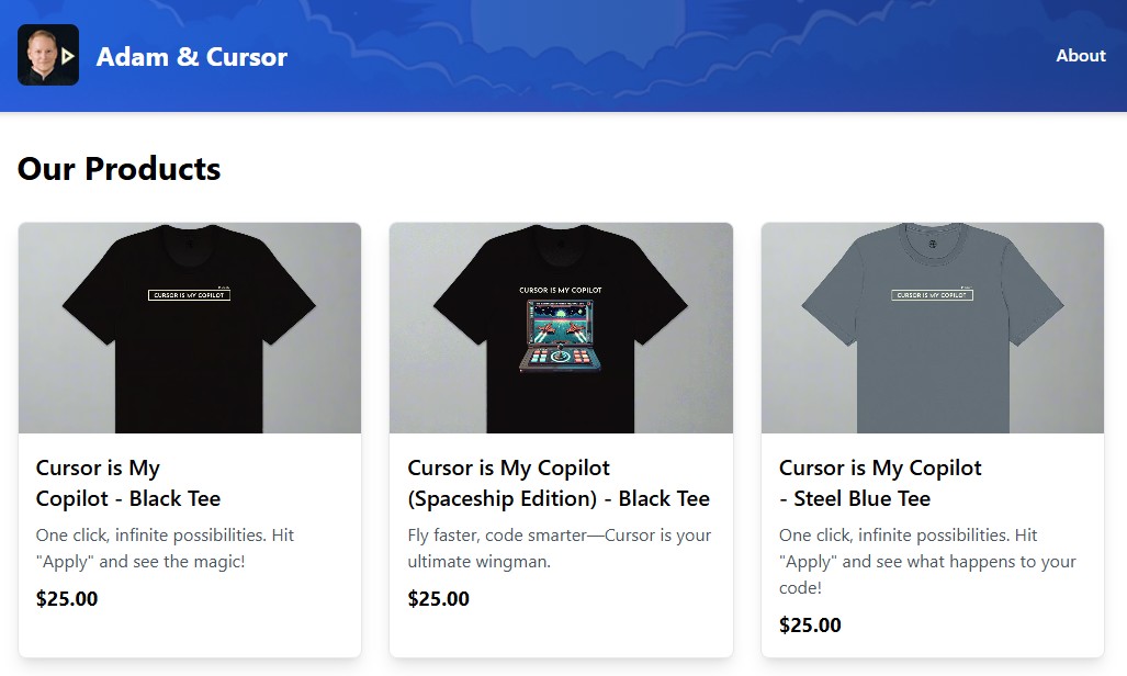 A screenshot of AdamAndCursor.com