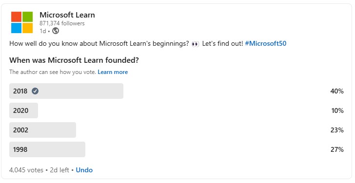 Microsoft Learn's poll}