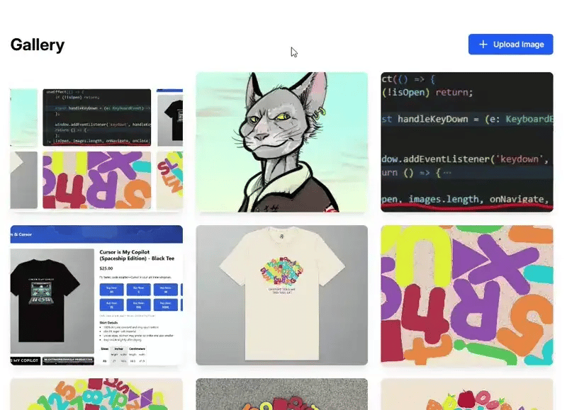 a screen capture of the image manager app in action