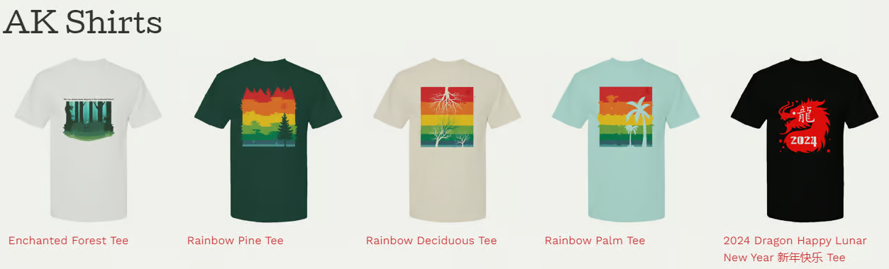 a lineup of t-shirts