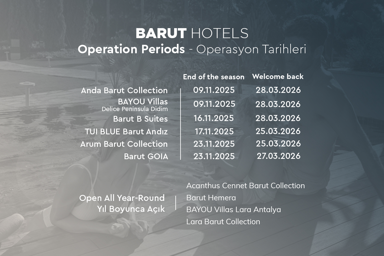 Barut Hotels Betriebszeiten 2025–2026