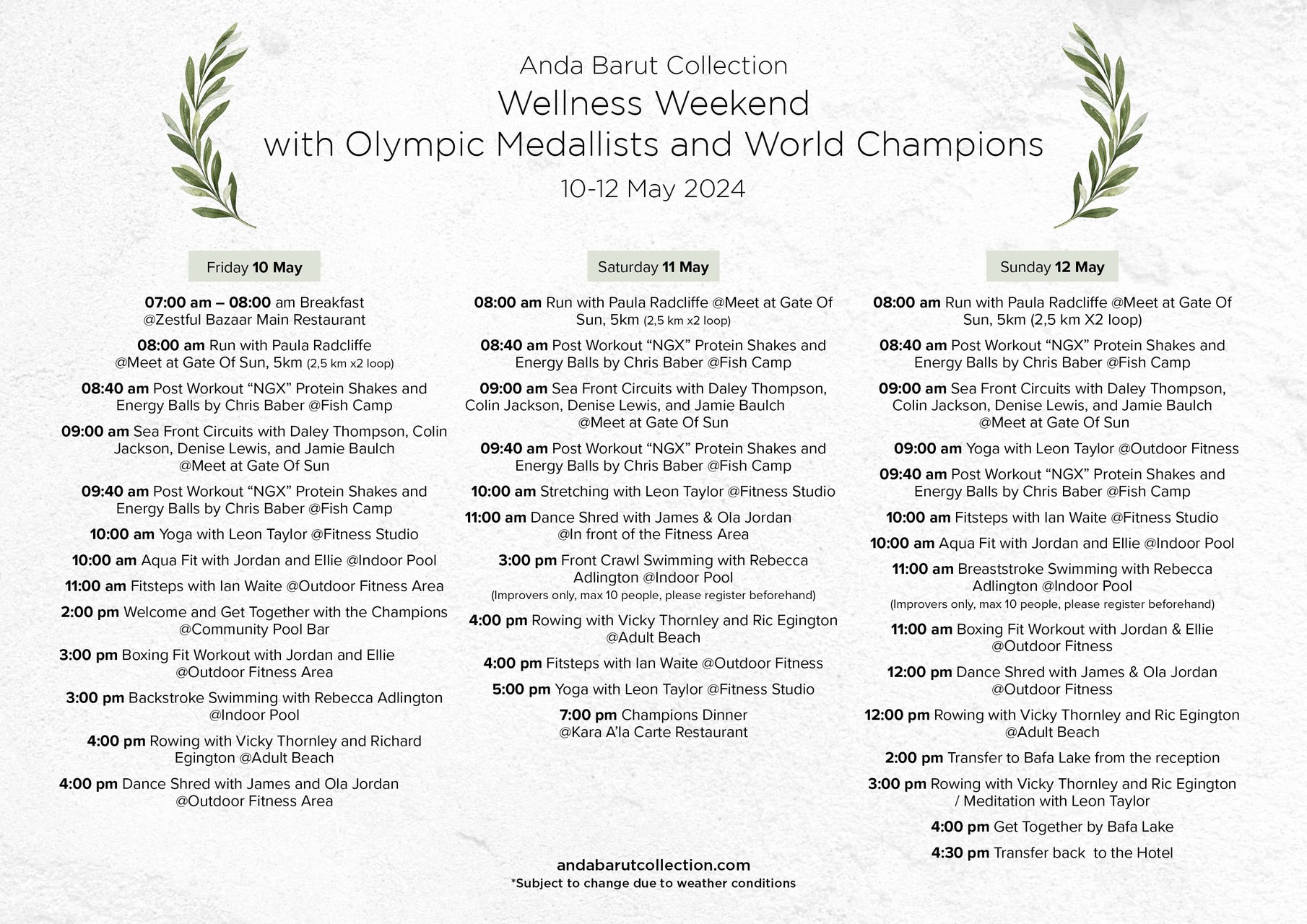 Anda Barut Collection Wellness-Wochenende mit Olympiamedaillengewinnern und Weltmeistern