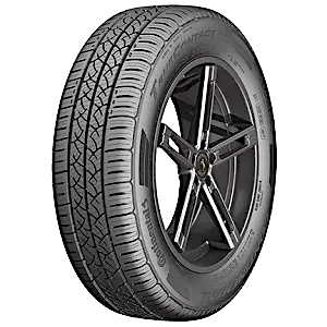 Honda Accord tire with a black alloy wheel, featuring a tread pattern for all-season use by Continental.