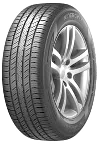 Hankook Kinergy car tire for a Honda Accord with alloy wheel, featuring a tread pattern of parallel grooves.