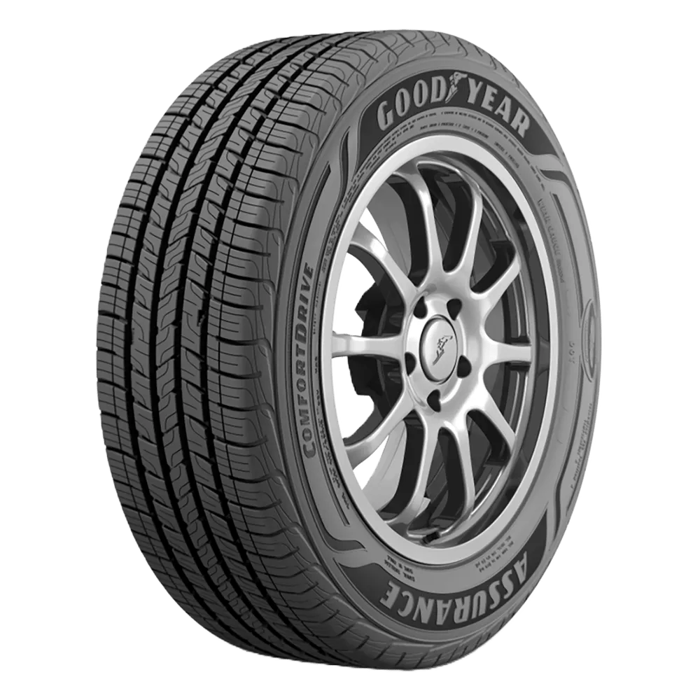 right front view of a goodyear assurance tire for electric vehicles