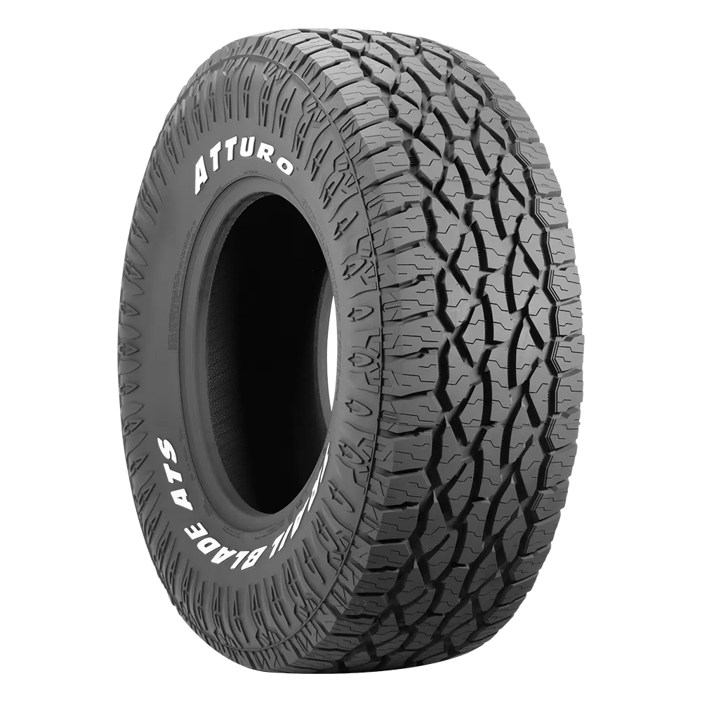 A rugged off-road tire with deep tread patterns, featuring "ATTURO" branding on the sidewall.