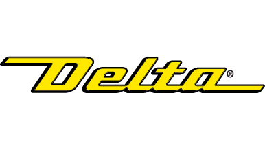 Yellow "Delta" logo with stylized text.