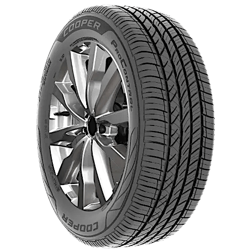 Subaru Impreza tire with "Cooper" branding and a spoke wheel design.