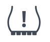 Icon of a vehicle warning light with an exclamation mark, indicating low tire pressure.