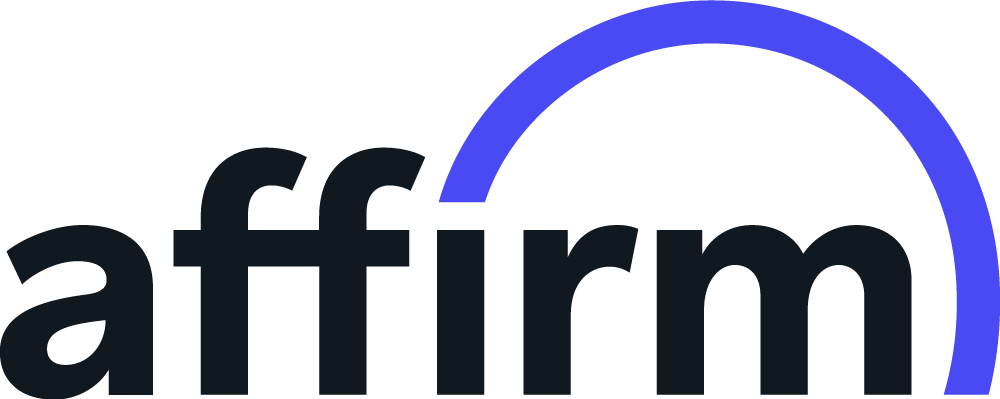 Logo of Affirm with a blue arc above the word "affirm" in black lowercase letters.