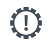 Exclamation mark inside a gear symbol for the transmission warning light