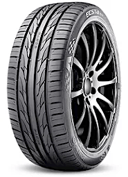 Honda Accord black tire with a sleek tread pattern on an alloy wheel. Tire by Kumho Ecsta