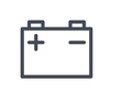 Battery icon with positive and negative symbols.