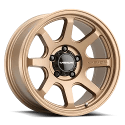 Bronze alloy wheel with a multi-spoke design and "Vision" logo in the center.