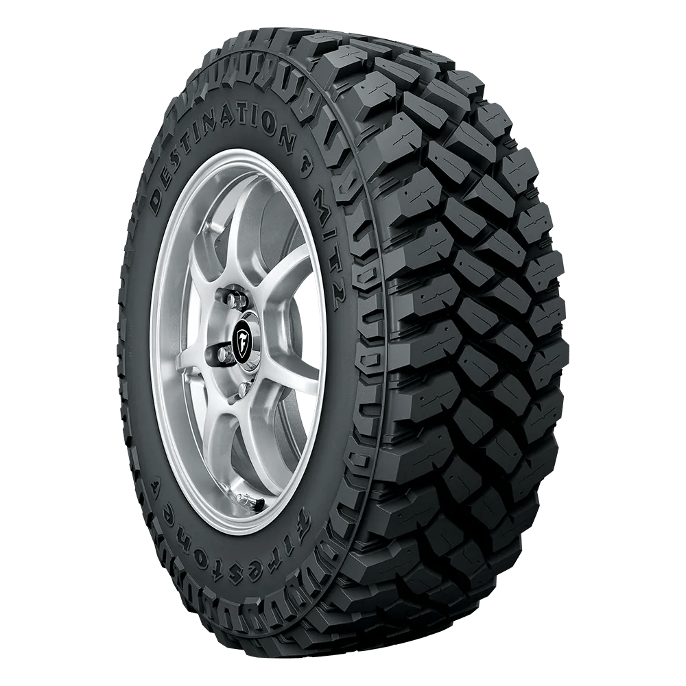 left side view of a firestone destination mud terrain mt 2 tire