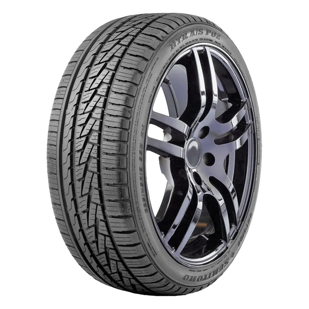 sumitomo htr all season tire on a five-spoke split-fork chrome rim for a post about suv performance tires