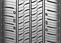 Close up of DEW markings on a tire.