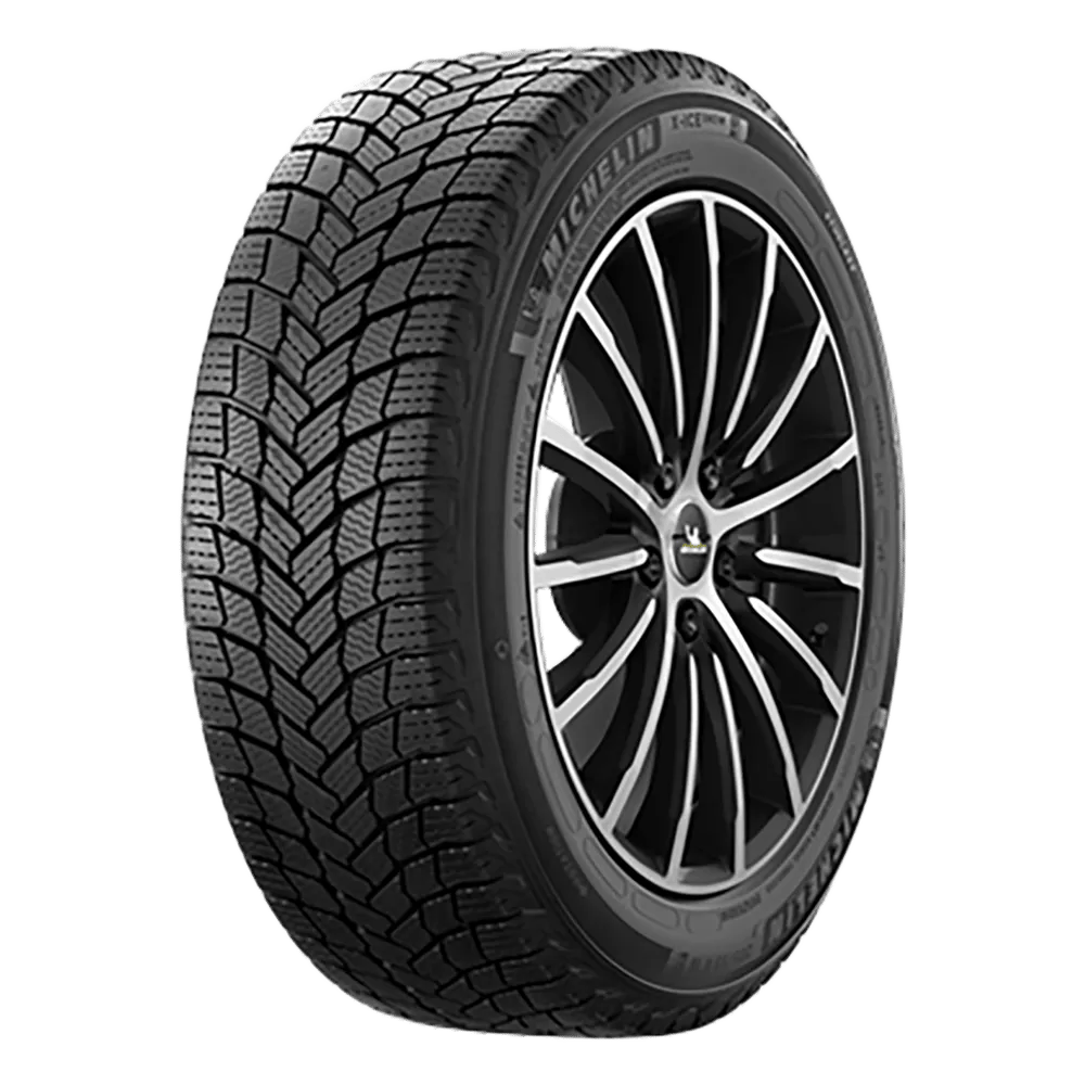 A studdable michelin x ice show tire for a mazda 3 hatchback