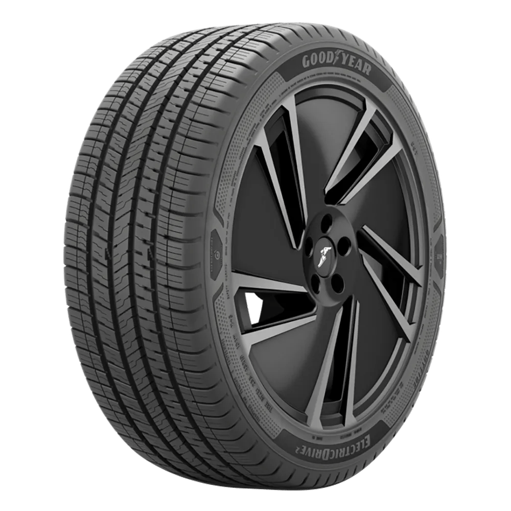 a goodyear electridcrive2 tire mounted on a matte black rim with the goodyear wingfoot logo on the center cap for a post about suv performance tires