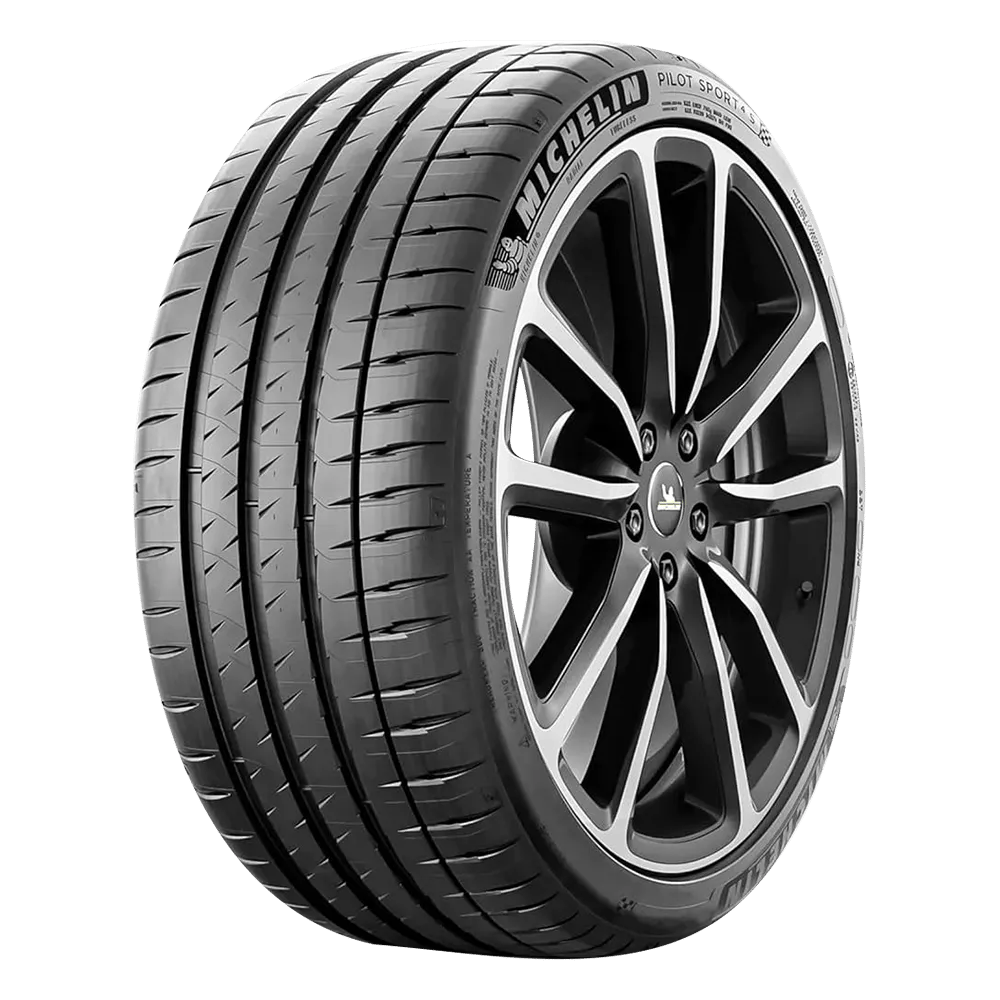 michelin pilot sport 4 s tire on a five-spoke split-fork rim with the michelin man logo on the center cap for a post about suv performance tires