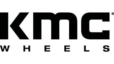 Logo of KMC Wheels with bold black text on a transparent background.