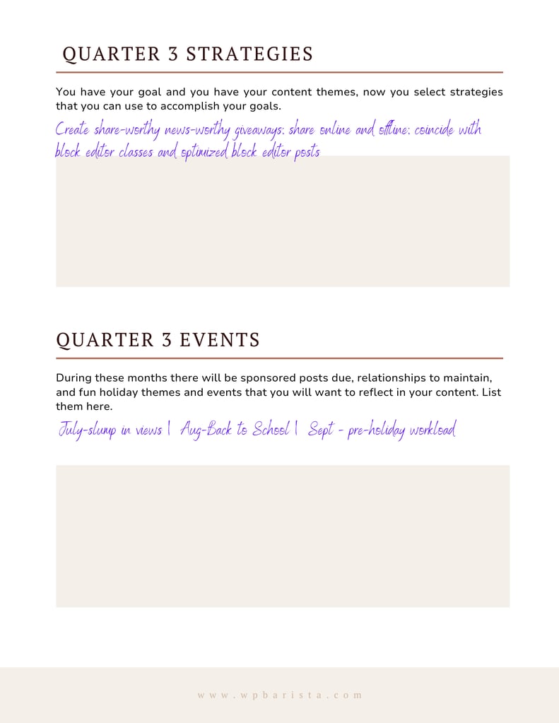 quarter 3 events sample