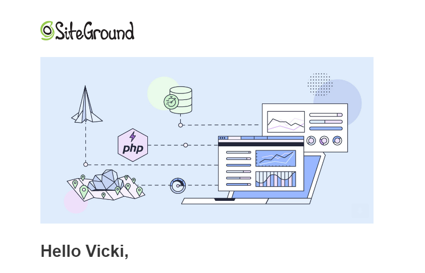 email from siteground - header screenshot