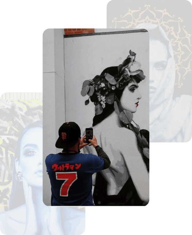 POGO taking a picture of one of his wall comissions