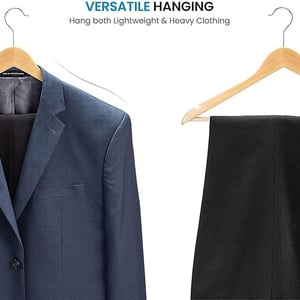 Premium Wooden Hangers – Pack of 12, Sturdy & Smooth Finish, Ideal for Shirts, Suits, Sarees & Jackets image 3