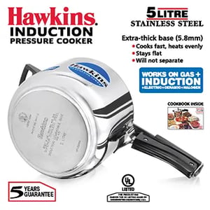Hawkins Stainless Steel  5 Liters Pressure Cooker (HSS50), Ideal 5-6 People image 2