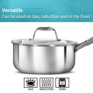 Hawkins Pro 1.5 Litre Sauce Pan, Tri-Ply Stainless Steel Tea Pan/Milk Pan with Stainless Steel Lid, Silver (PSSP15S) image 6