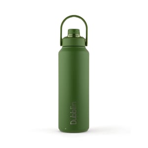 Green water bottle from the drinkware category, intended for hydration.