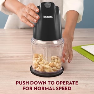 Borosil Chef Delite 260 Watts Electric Chopper for Kitchen, Twin Blade Technology, 500 ml 'chop-n-store' plastic bowl with lid, Vegetable Chopper, Cutter, Chop, Mince, Dice, Whisk, Blend, Black image 4