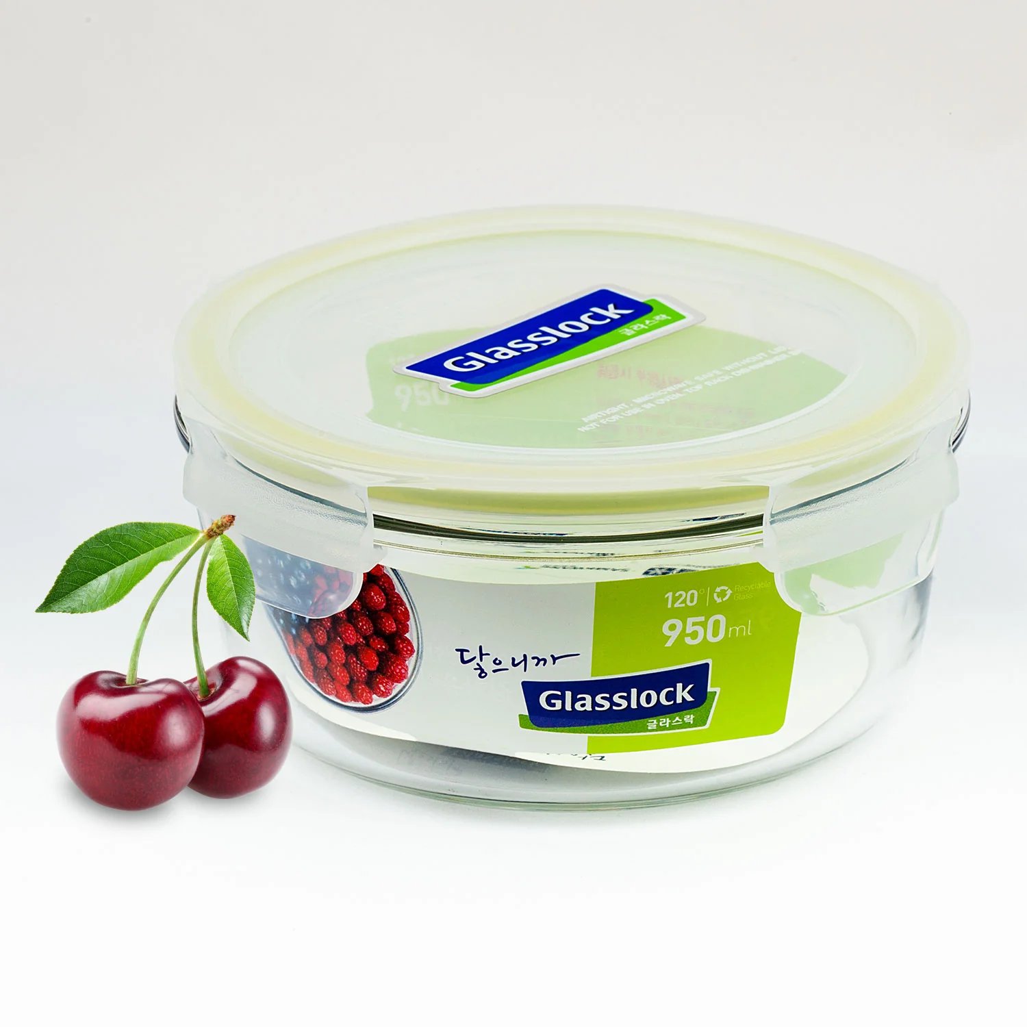 GLASSLOCK CLASSIC AIRTIGHT TEMPERED FOOD CONTAINER - ROUND - 950 ML, Leak Proof, BPA Free, Microwave & Freezer Safe & Airtight