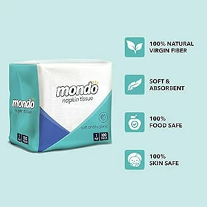 Mondo 1-Ply Paper Napkins (100N), Good for Daily Cleaning image 2