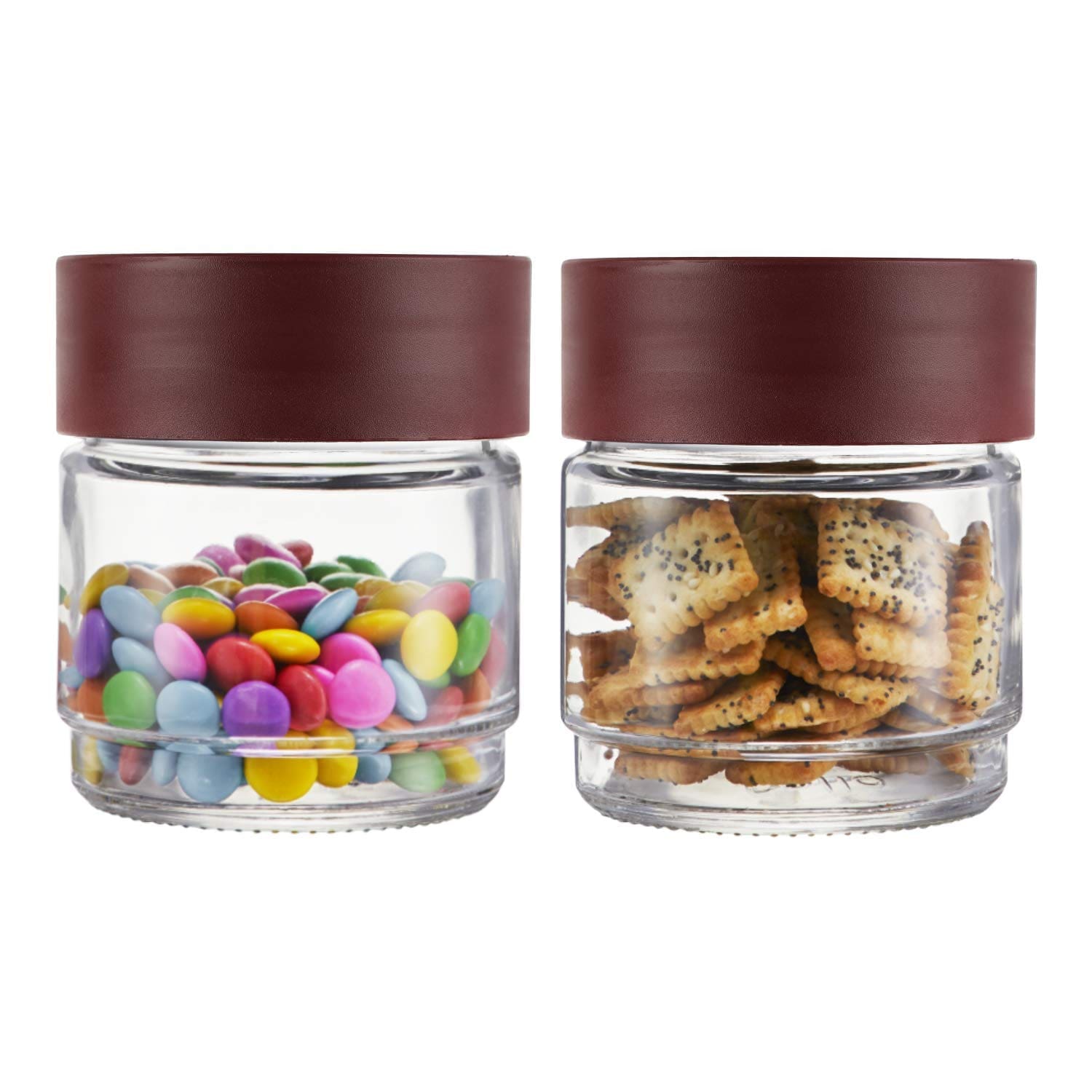 CELLO Modustack Glassy Storage Jar – 500 ml (Set of 2), Stackable & Transparent Glass Jars, Ideal for Spices, Dry Fruits, Snacks & More