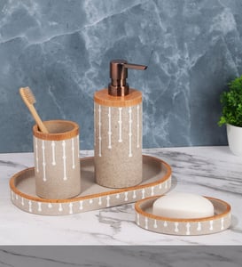 Vibe 4Pcs Bathroom Set Polyresin Bath Sandstone