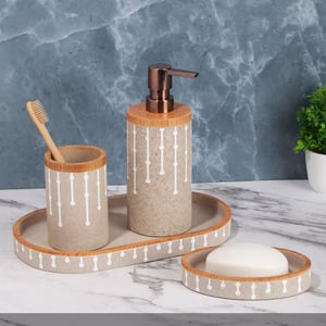 Vibe 4Pcs Bathroom Set Polyresin Bath Sandstone